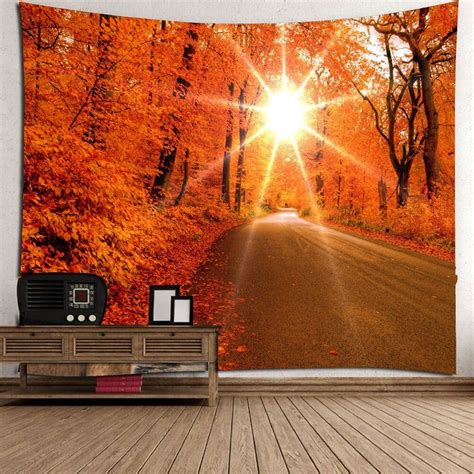 Sunlight Maple Trees Road Waterproof Wall Hanging Tapestry Tapestry