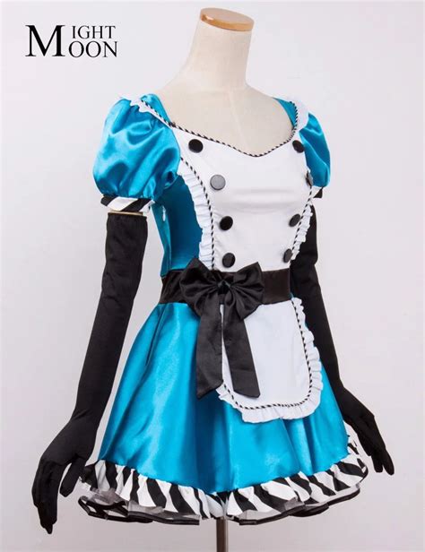 Moonight Alice In Wonderland Costume Sexy Blue Maid Costume Adult Fancy Dress Cosplay Sexy