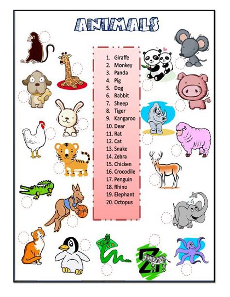 Struggle with animals name in english? animals: The animals online worksheet