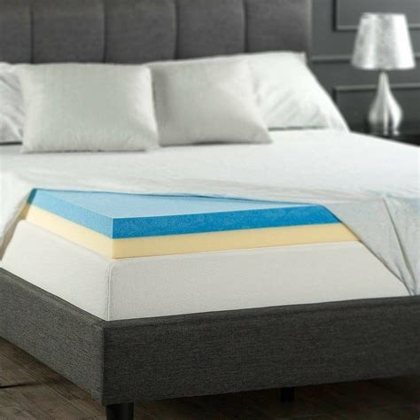 April queen bed item dimension overall size: Gel Memory Foam Mattress Topper Queen Size 4