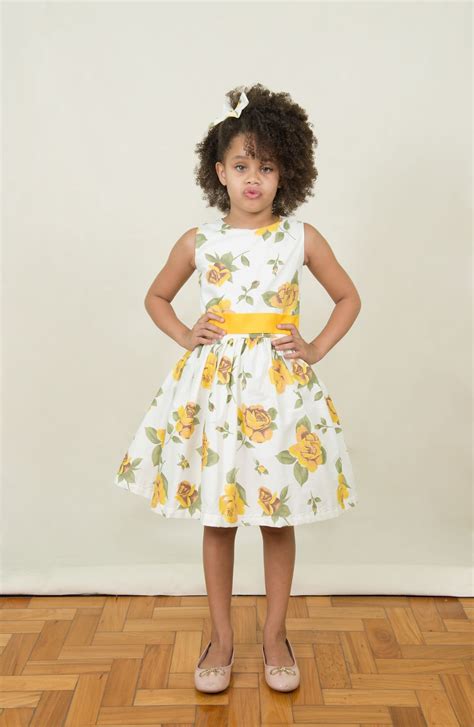 Vestido Infantil Floral Amarelo Daminha E Festa Nina Baunilhanina