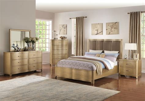 F9382 Bedroom 5pc Set In Light Wood By Boss Woptions