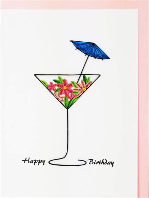 Happy Birthday Martini Glass Greeting Card Etsy