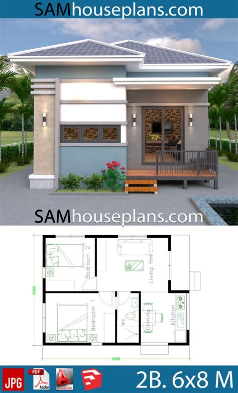 House Plans 6x8 With 2 Bedrooms Full Plans Samhouseplans
