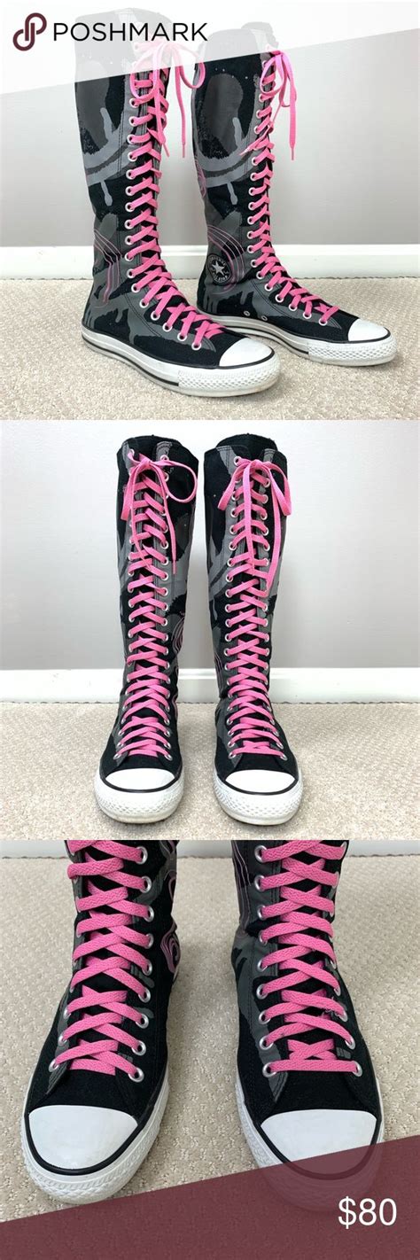 Rare Converse Knee High Boots W Pink Swirls Boots Knee High Boots