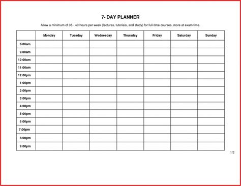 Free Printable 7 Day Weekly Calendar Calendar Printables Free Templates