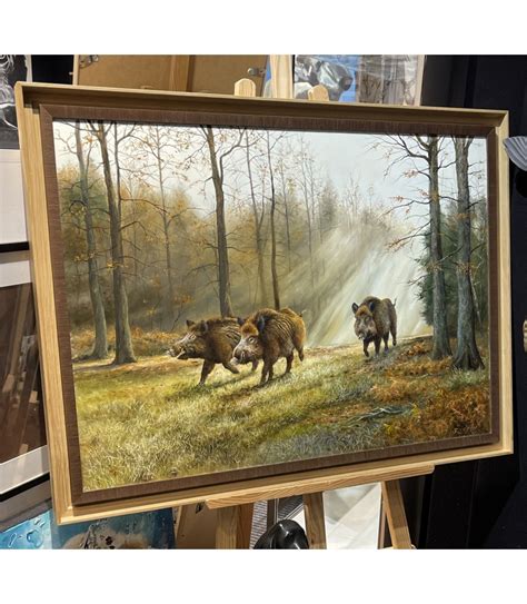 Peinture Sangliers Dans La Forêt Pierre Couzy Animal Art Gallery