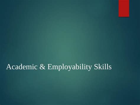 Academic Employability Skills Importance Required Skills Swot