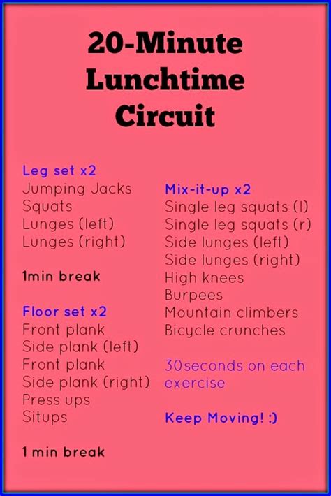 20 Minute Lunchtime Circuit Running Strength Miss Wheezy