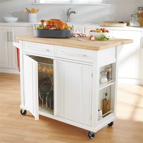 Real Simple® Rolling Kitchen Island In White Rolling Kitchen Island