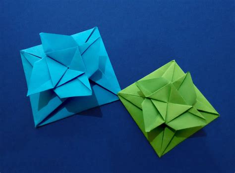 Easy Origami. Square flower envelope with secret message inside