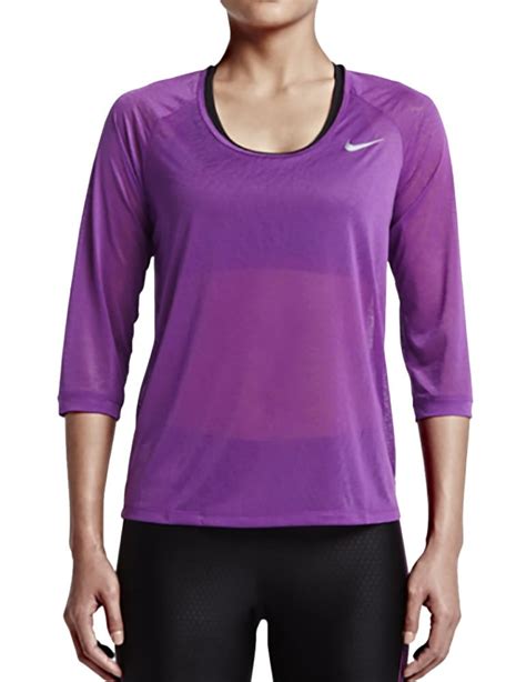 Nike Nike Womens Dri Fit Cool Breeze 34 Sleeve Sheer Running Top