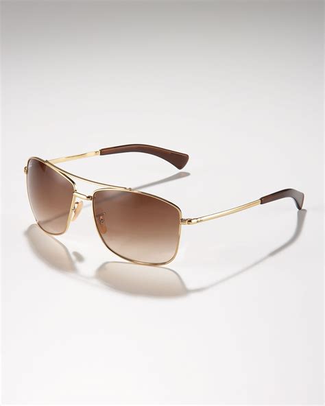 Ray Ban Highstreet Aviator Sunglasses Golden In Brown For Men Lyst