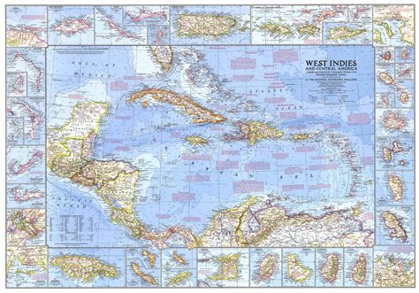 West Indies And Central America 1970 Wall Map By National Geographic