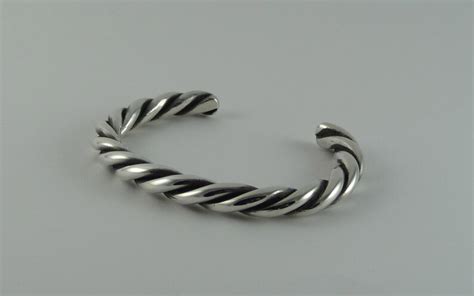 Heavy Twisted Silver Cuff Bangle Made From 925 Sterling Hand Etsy