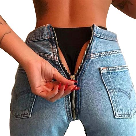 Tinfrey Damen Skinny Jeans Sexy Rücken Reißverschluss Stretch Bleistift Jeans Amazonde Bekleidung