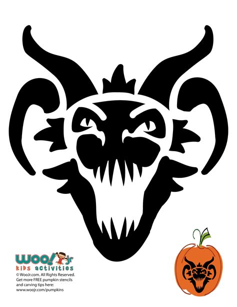 Scary Dragon Head Pumpkin Face Stencil Woo Jr Kids Activities