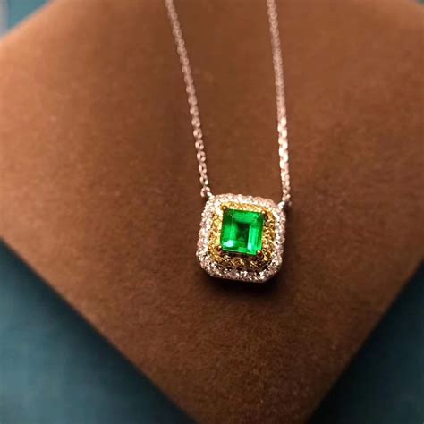Natural Emerald Necklace Genuine Green Gemstone Pendant Etsy