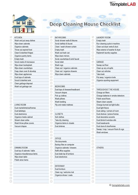 Free Printable Cleaning Checklist Template In Addition The Cleaning