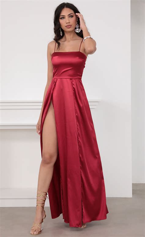 Party Dresses Gala Satin Maxi Dress In Red
