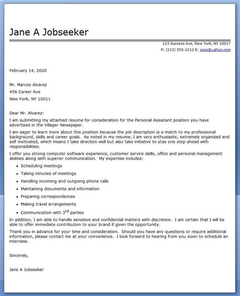 We do not want you to waste previous hours reading whole chapters only to discover that your recording is unusable due to a preventable technical glitch. Personal Assistant Cover Letter Sample | Resume Downloads ...