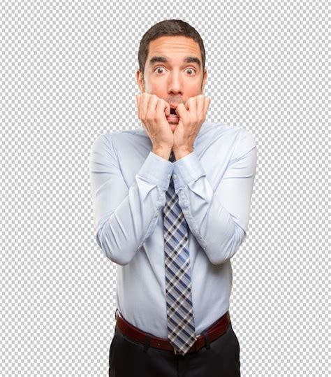 Premium Psd Nervous Young Businessman Posing