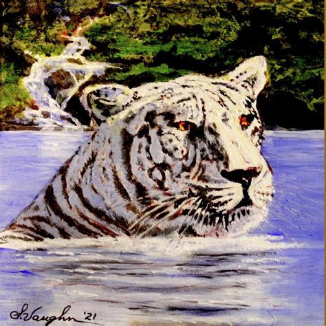 White Tiger Painting By Sidney Vaughn Fine Art America