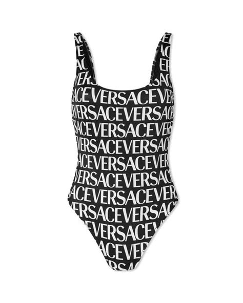 Versace Logo Swimsuit In Black Lyst