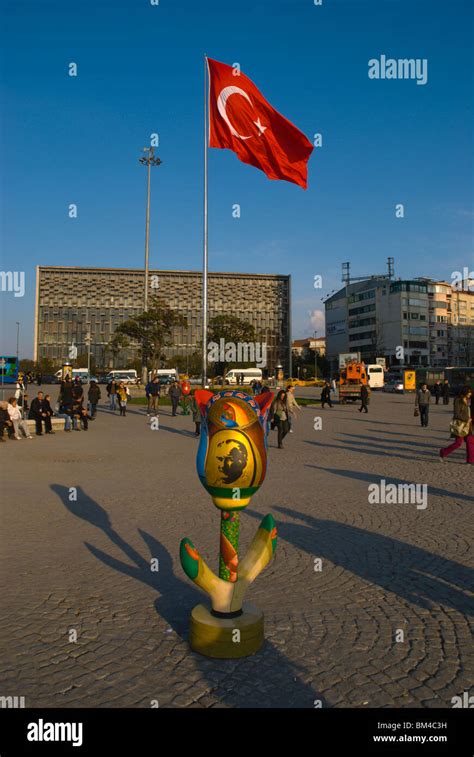 Taksim Square Early Evening Central Istanbul Turkey Europe Stock Photo