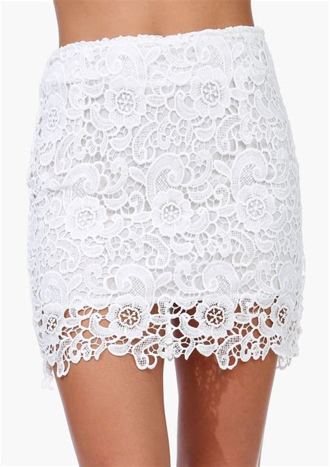 White Floral Crochet Bodycon Lace Skirt Skirts Pinterest Moda