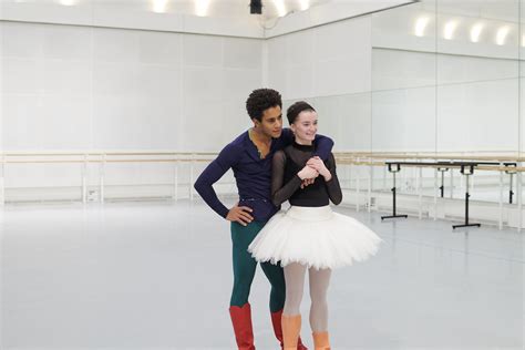 marcelino sambé and anna rose o sullivan in rehearsal for coppélia the royal ballet — photos
