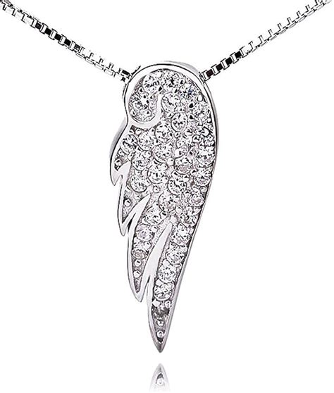 Sterling Silver Guardian Angel Wings Pendant Necklace For Women Girls