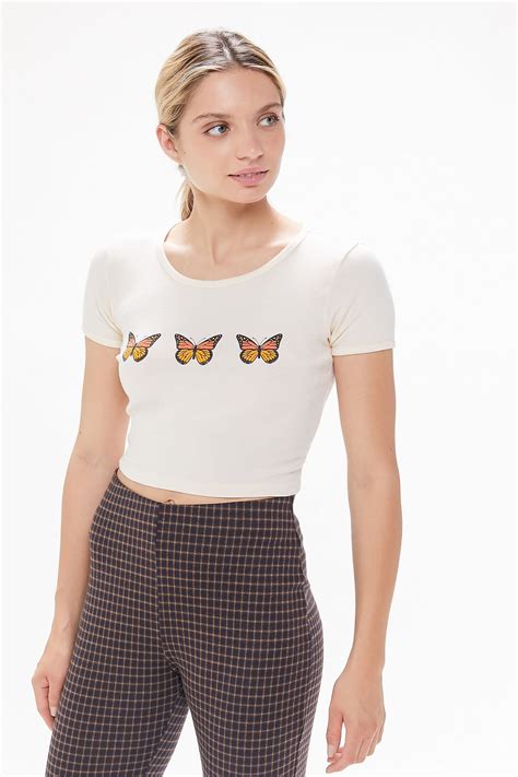 Truly Madly Deeply Butterfly Cropped Tee Urban Outfitters Crop Tee