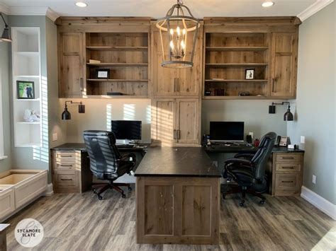 Office With Double Desk And Peninsula In The Center Home Office