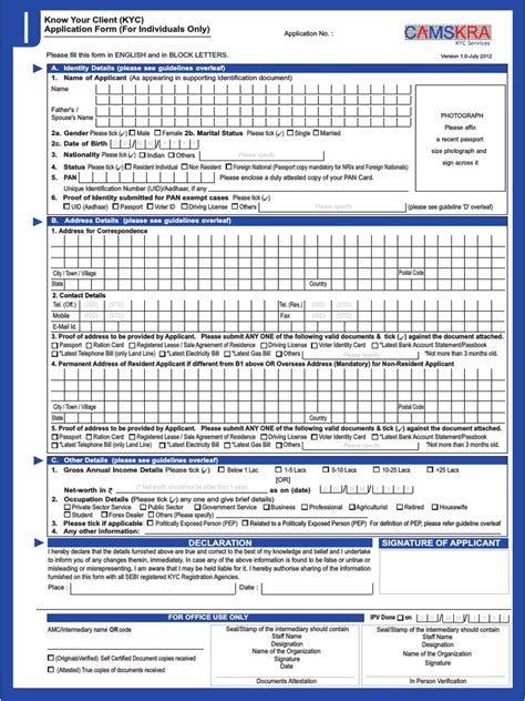 Instructions / check list for filling kyc form. Camskra Kyc Application Form-Individual Copy | Identity ...