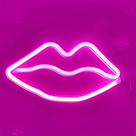 Tonger® Pink Lips Wall Led Neon Light Sign Neon Signs Neon Light Signs Led Neon Lighting