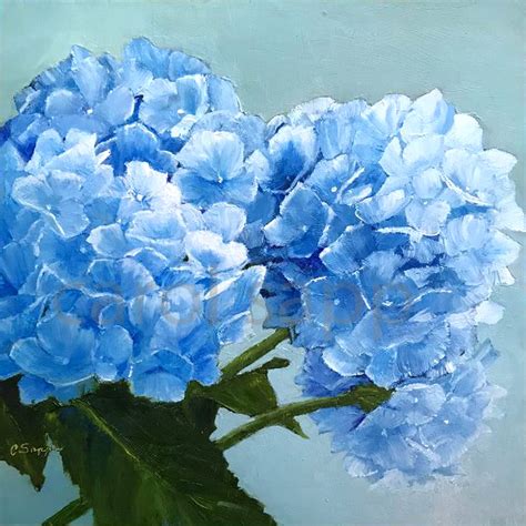 Blue Hydrangea Art Print Of Original Oil Painting Hydrangea Etsy