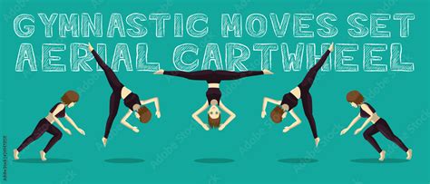 Gymnastic Moves Set Aerial Cartwheel Manga Cartoon Vector Illustration Stock Vector Adobe Stock