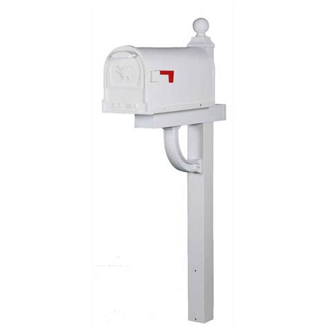 Gibraltar Mailboxes Aberdeen Decorative Classic Style Steel Mailbox And Post Combo In White