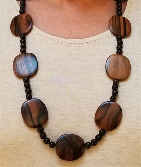 Wood Bead Necklace Brown Wood Bead Necklace Fall Necklace Autumn