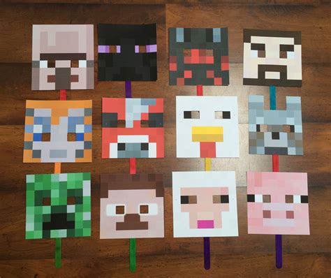 Minecraft Photo Booth Masks Minecraft Birthday Minecraft Theme