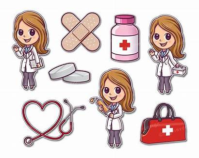 Doctor Hospital Clipart Female Medicine Cartoon Chibi
