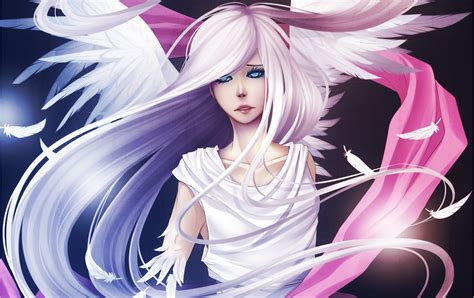 Angel Feathers Art Naimane Wings Hair Anime Girls Original F Wallpaper