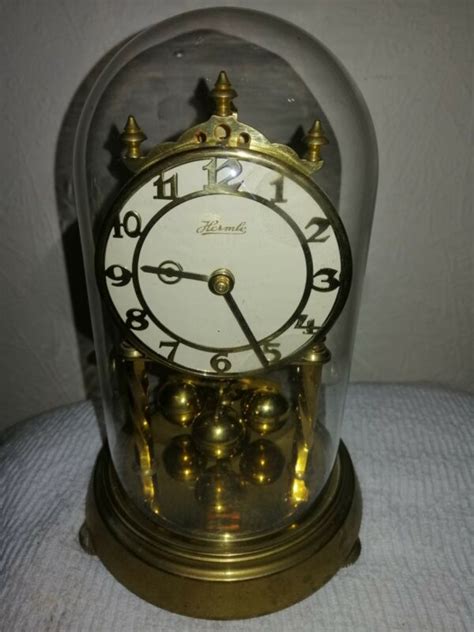 Hermle Anniversary Clock In Glass Dome Excellent Condition And Working