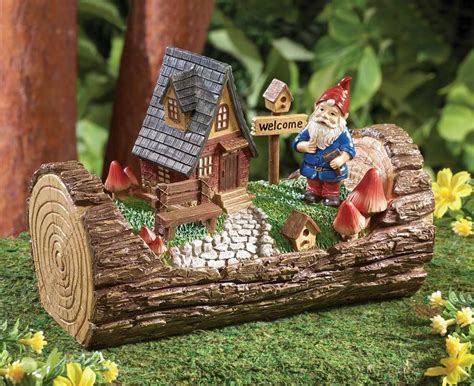 See more ideas about gnome garden, fairy garden, fairy houses. Miniature Gnome House in Tree Trunk Garden Decor | Gnome ...