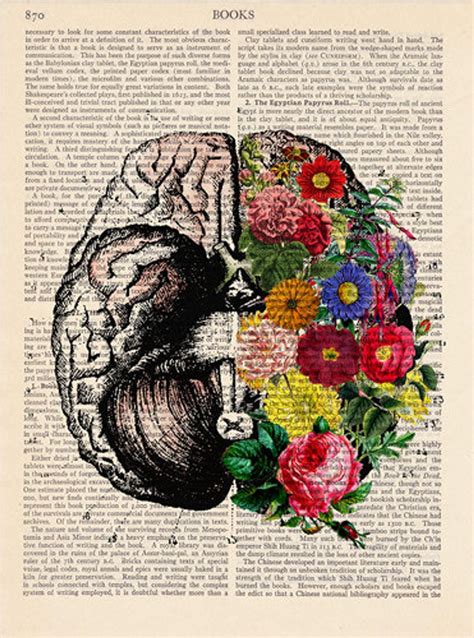 Flowers Brain Vintage Book Print Art Wall Decor Wall Art Etsy