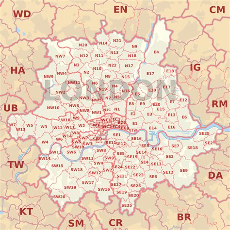 Map Of London Postal Codes World Map