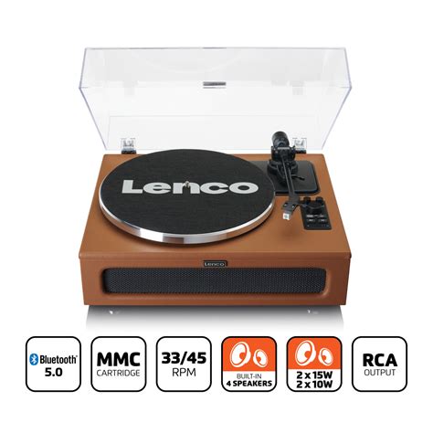 Lenco Platine Vinyle Avec 4 Haut Parleurs Incorporés Ls 430bn Marron