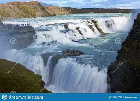 Gullfoss Waterfall View In The Canyon Of The Hvita River Stock Image