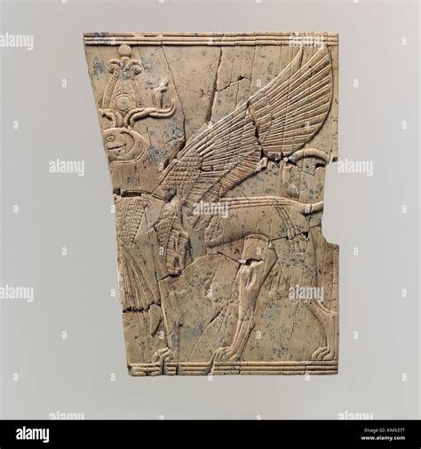 Furniture Plaque Carved In Relief With A Winged Falcon Headed Sphinx